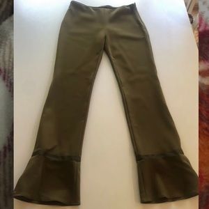 Authentic Prada Olive Pants W Flared Bottoms.